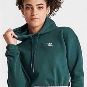 Adidas Mineral Green Athleisure Cropped Logo Trim